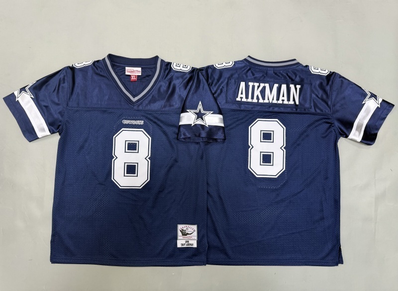 Youth Dallas Cowboys #8 Aikman Blue Throwback Limited Nike NFL Jersey 01->youth nfl jersey->Youth Jersey